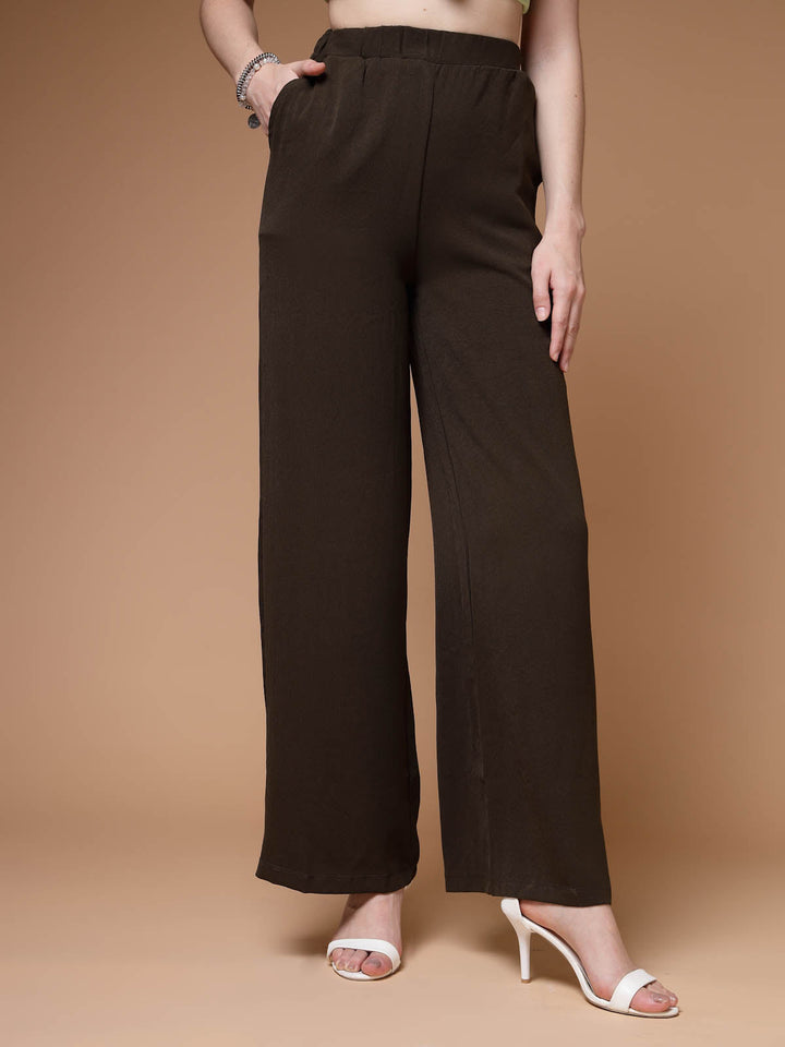 Women Mid-Rise Parallel Trousers