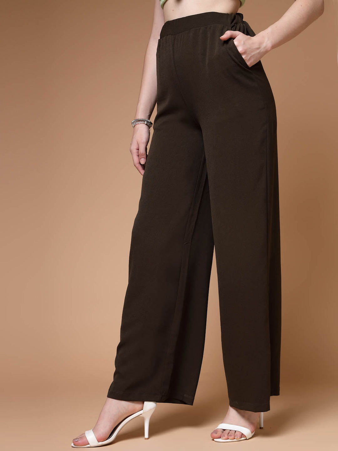 Women Mid-Rise Parallel Trousers