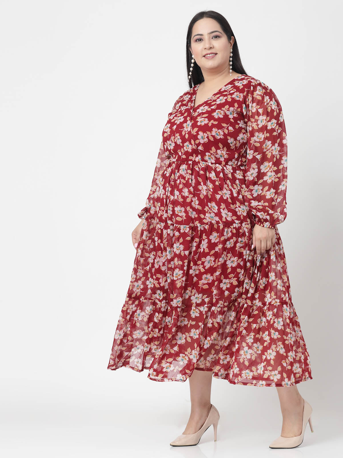 Plus size fit outlet and flare midi dress