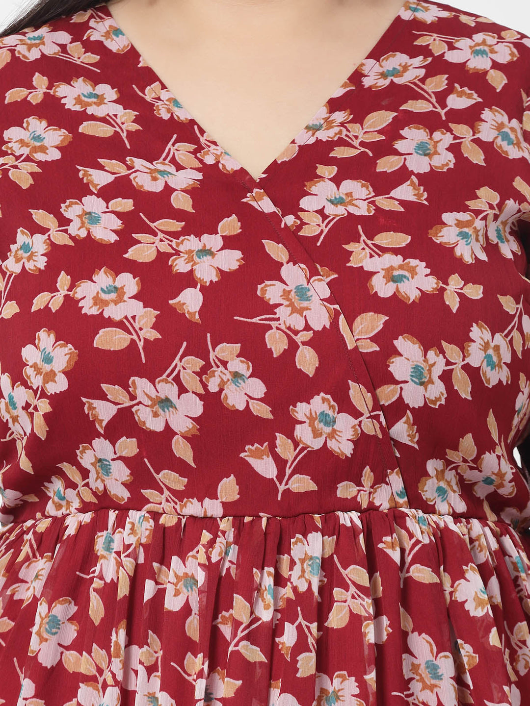 Plus Size Floral Printed Fit & Flare Midi Dress