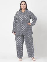 Plus Size Abstract Printed Shirt & Trousers
