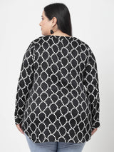 Geometric Printed Casual Shirt Style Top