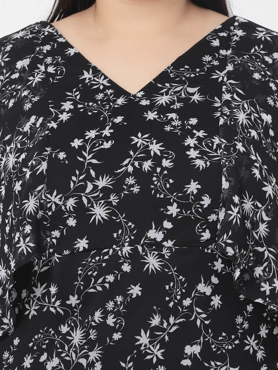 Floral Printed V-Neck Flared Sleeves Top