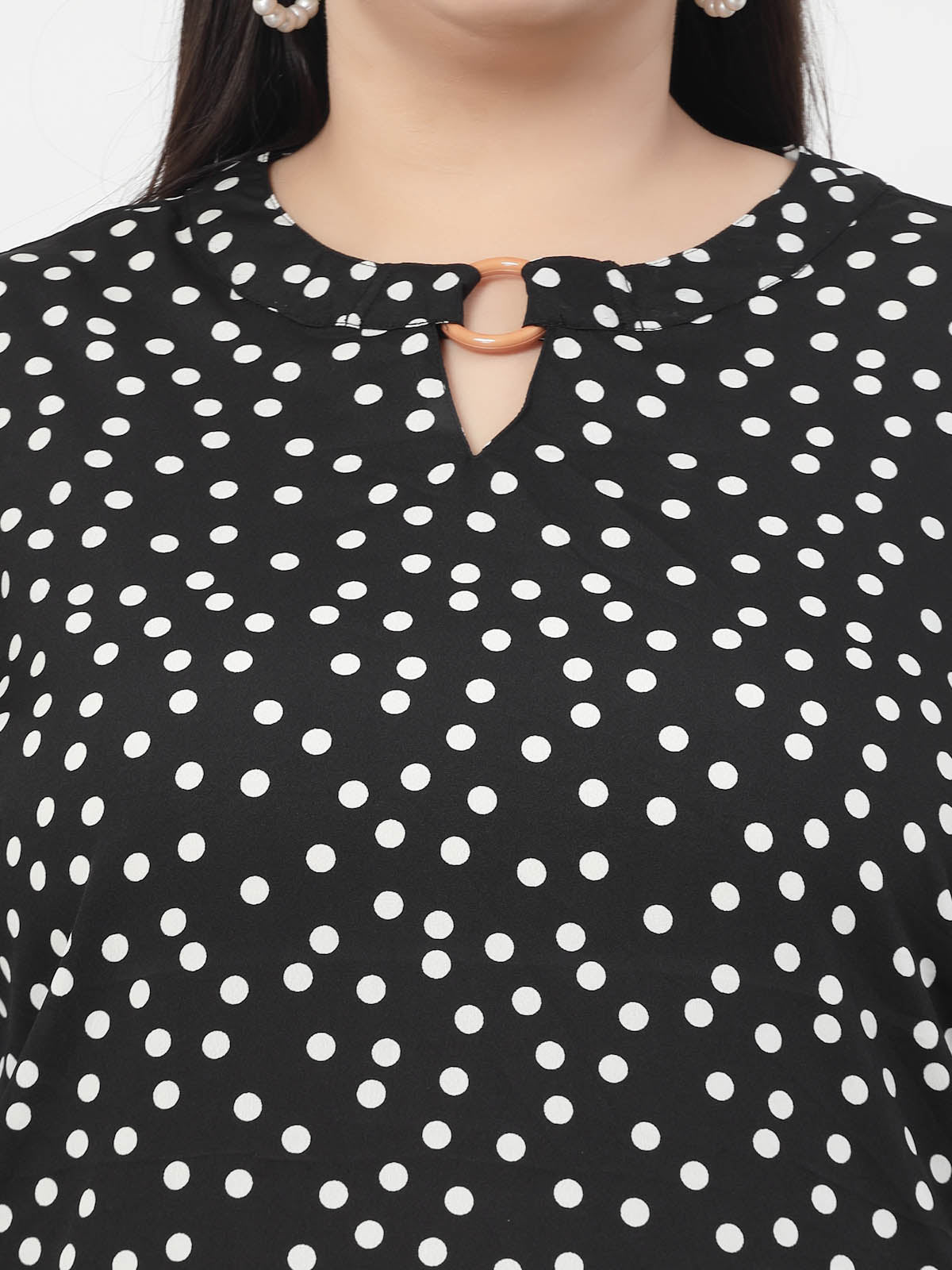 Polka Dot Printed Flared Sleeves Top