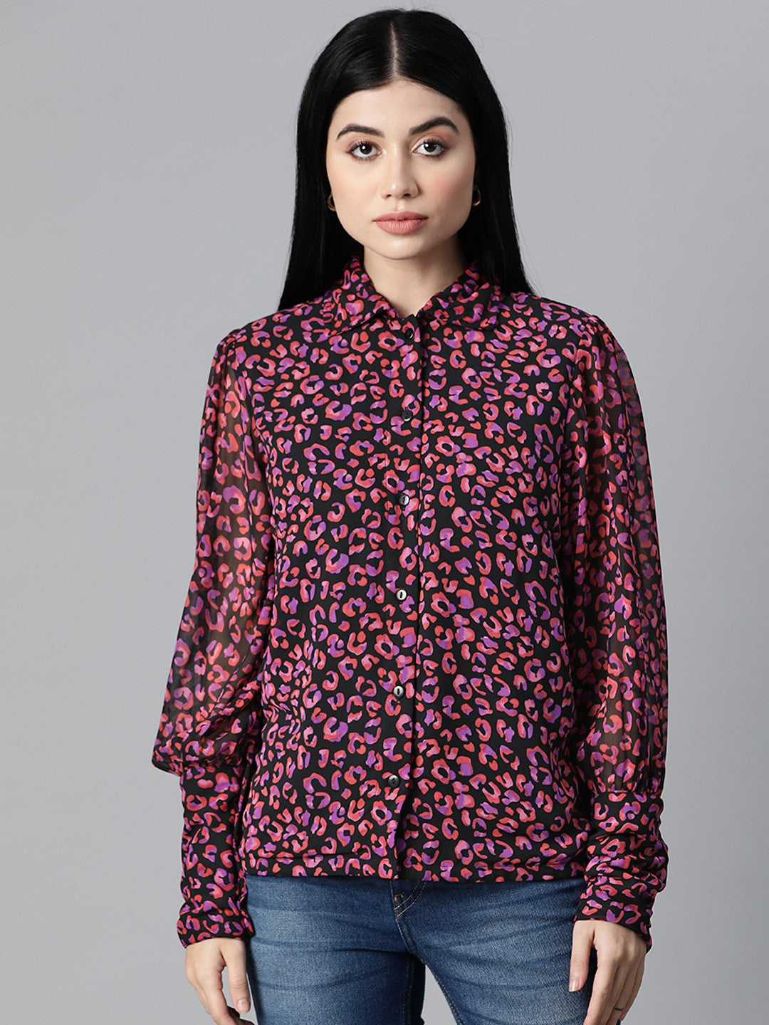 Pink Animal Printed Casual Shirt