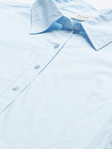 plusS Tranquil Blue Ruffle Detail Solid Shirt