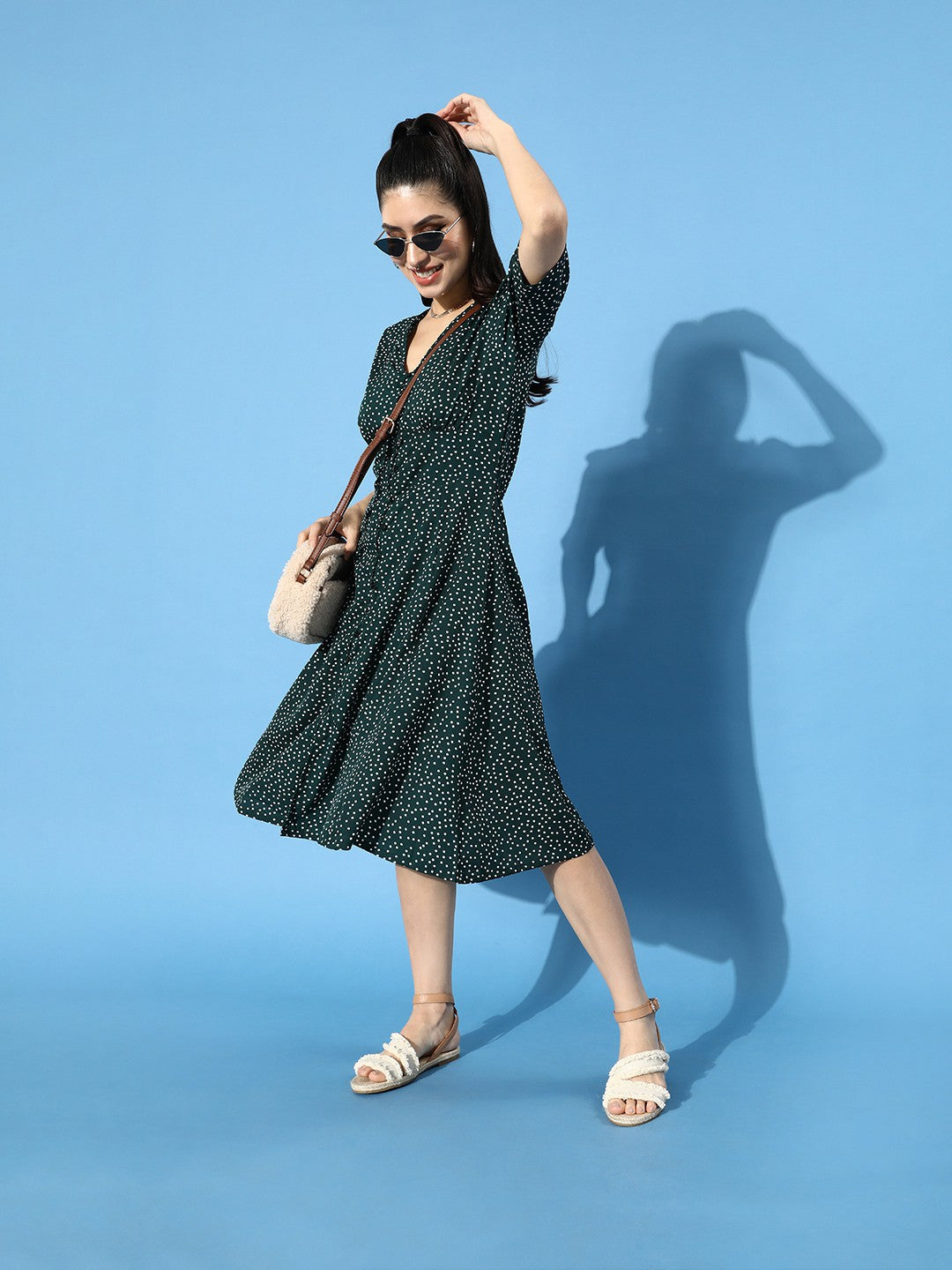 Gorgeous Green Polka-Dotted Dress