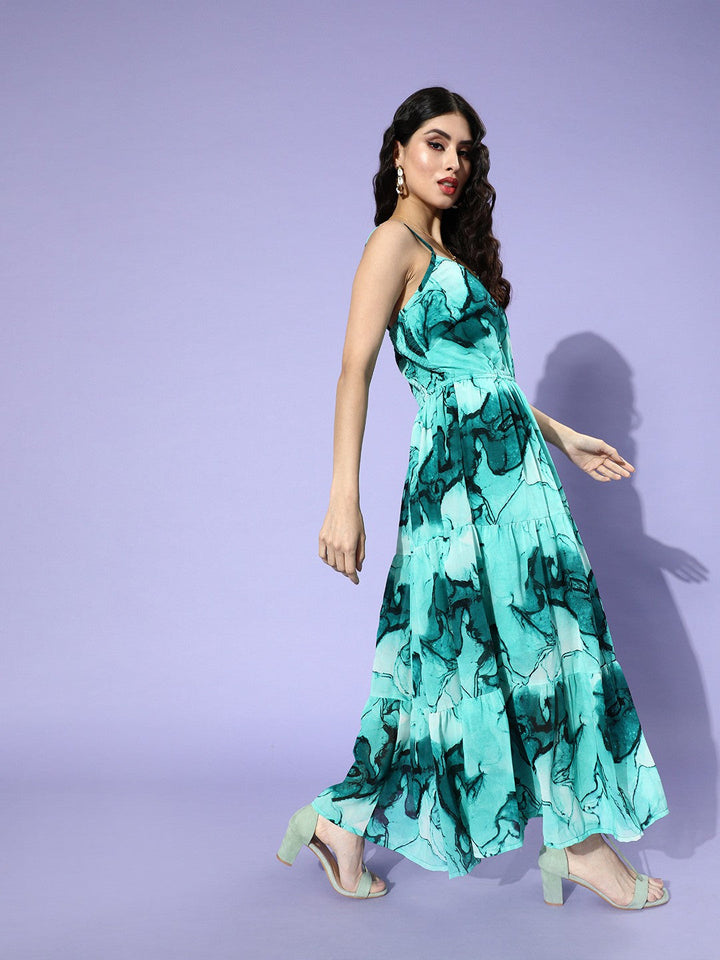 Green Floral Tiered Dress