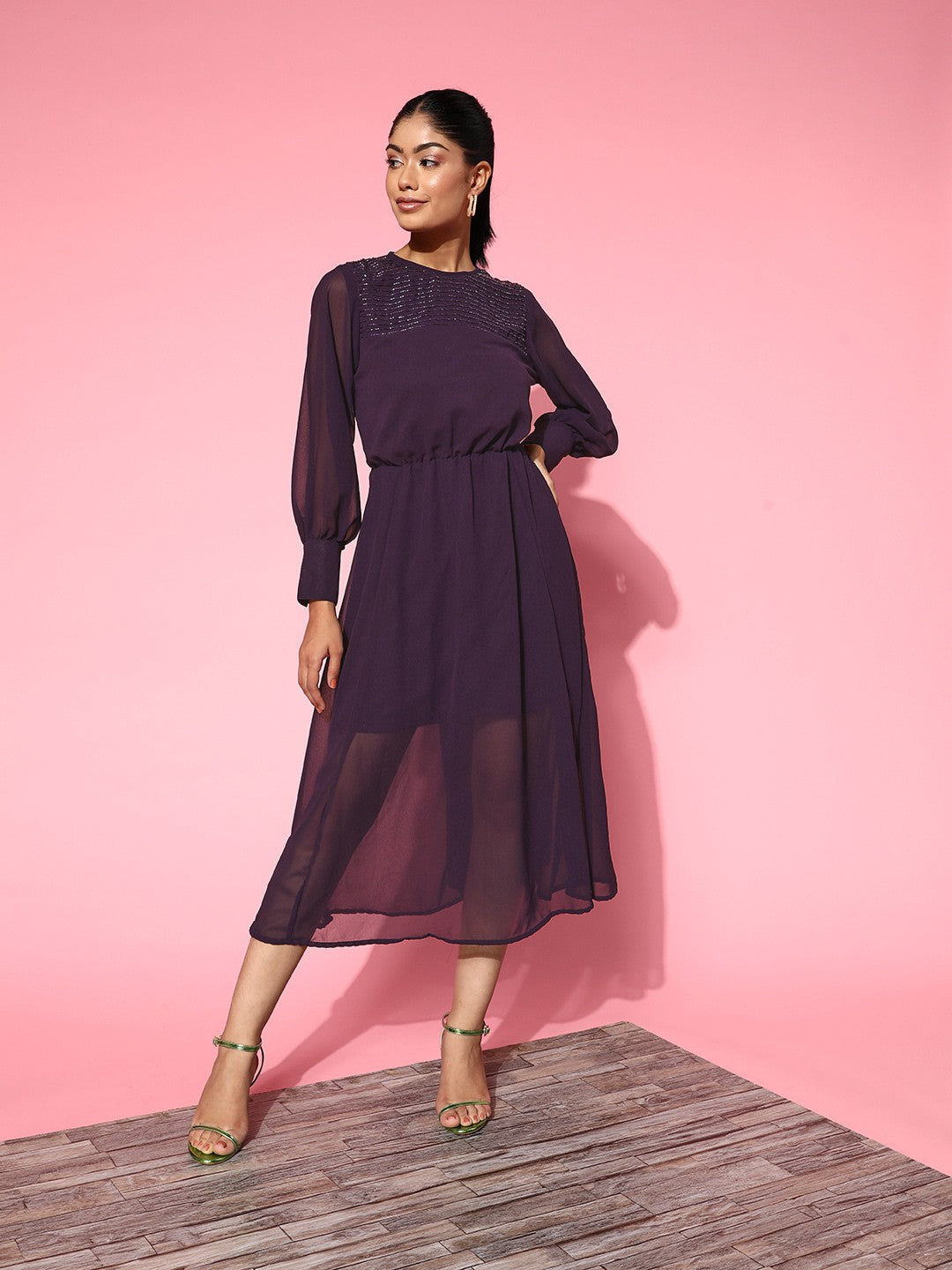 Violet Solid Volume Play Dress