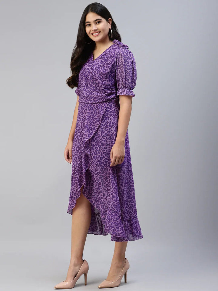 plusS Women Purple Animal Maxi Dress