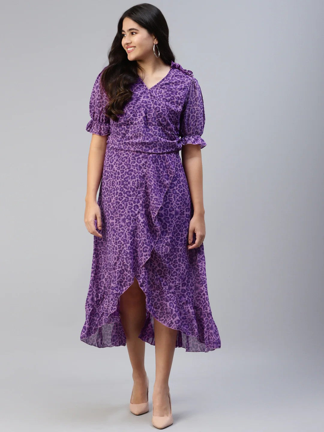 plusS Women Purple Animal Maxi Dress