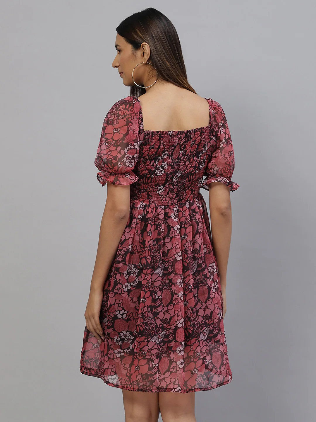 plusS Pink Floral Print A-Line Dress