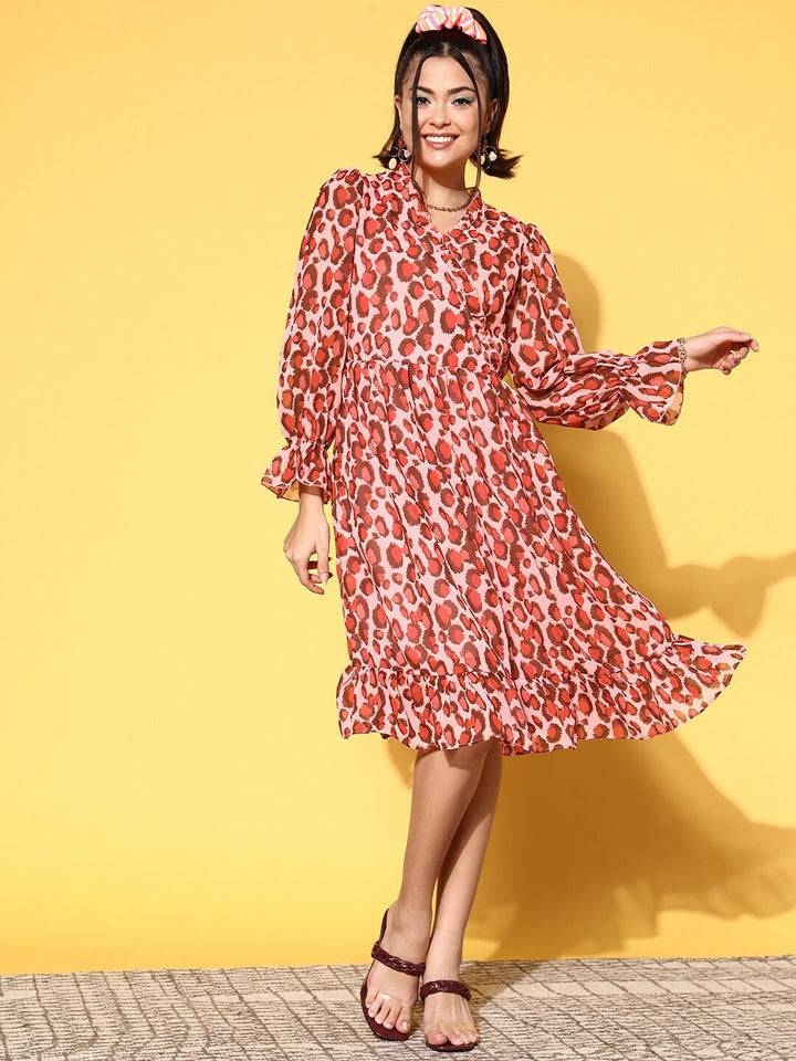 plusS Pink Printed A-Line Dress