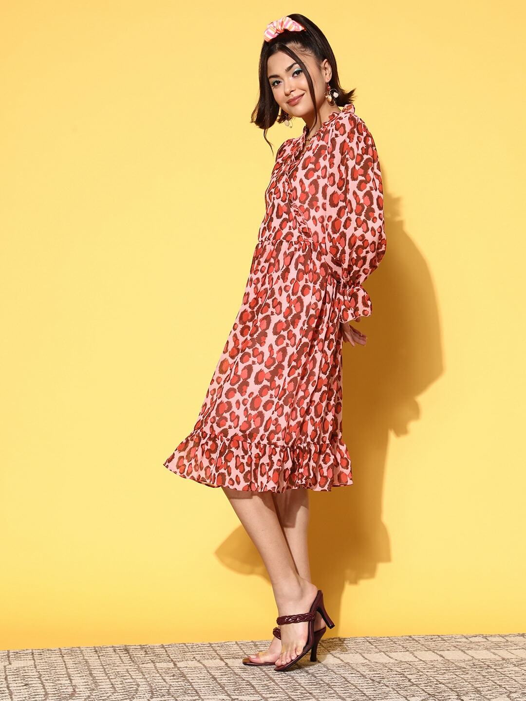 plusS Pink Printed A-Line Dress