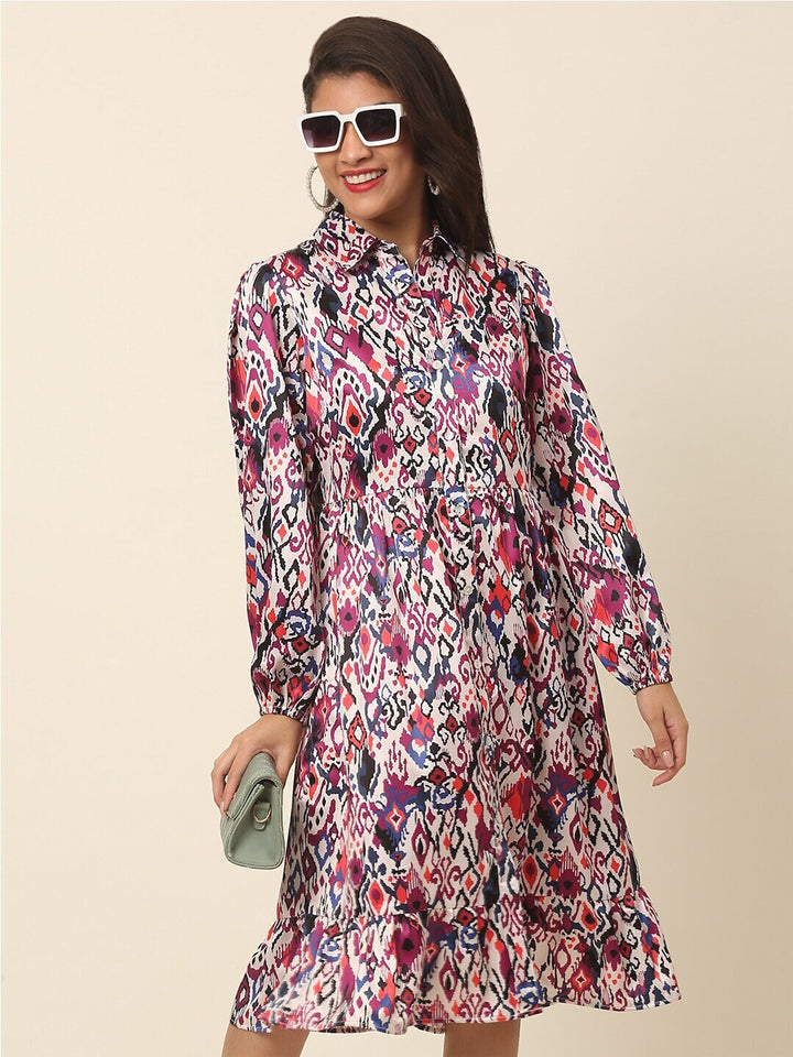 plusS Pink Floral Print Shirt Dress