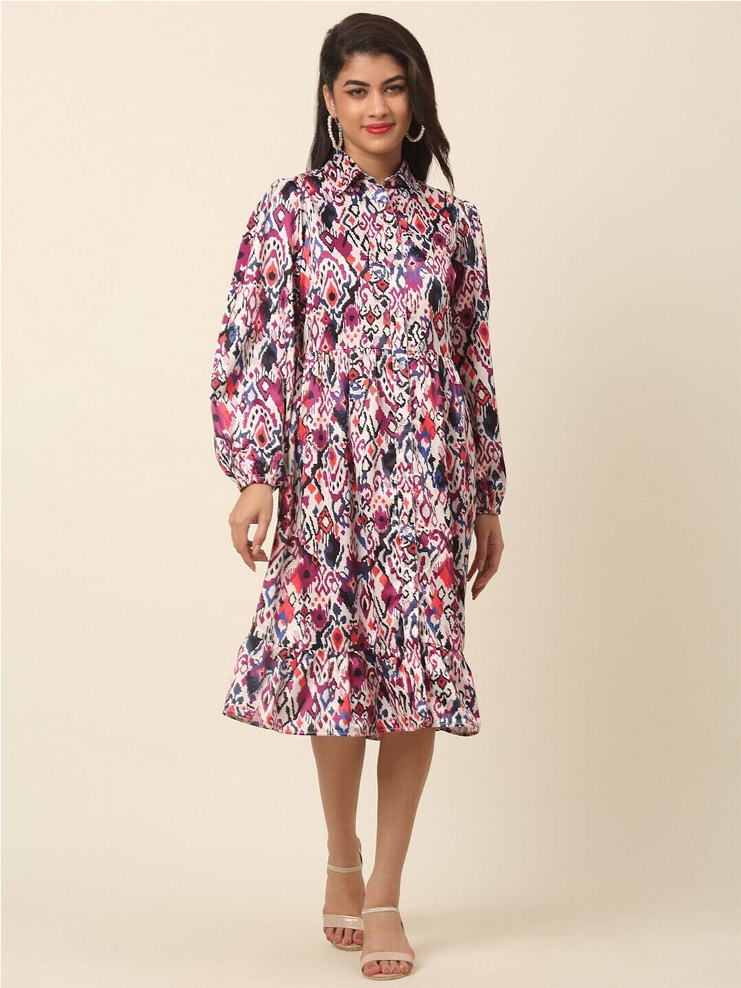 plusS Pink Floral Print Shirt Dress