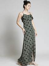 plusS Women Olive Green Printed Maxi Dress