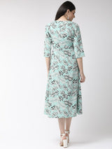 plusS Women Sea Green Printed Wrap Dress