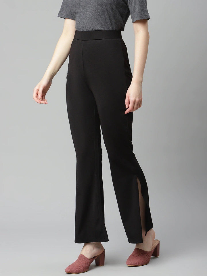 Black Solid Bootcut Trousers