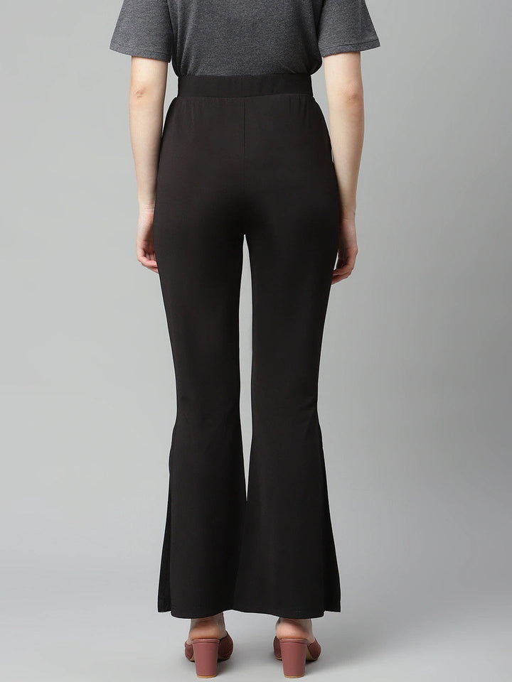 Black Solid Bootcut Trousers