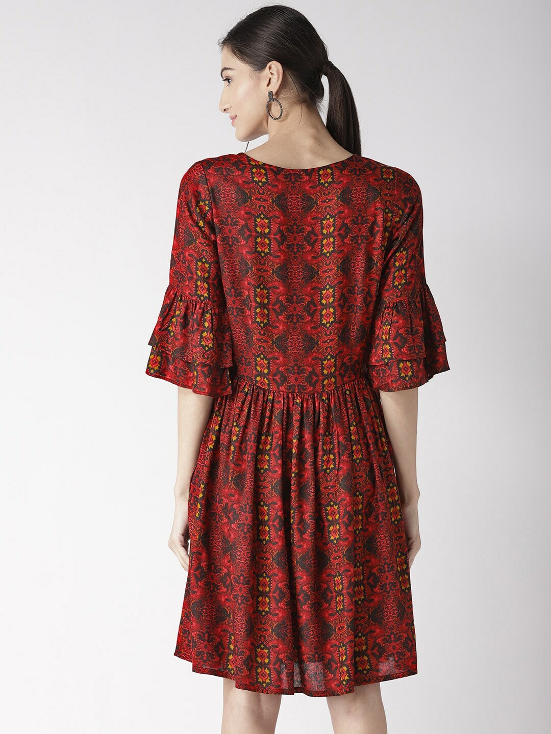 plusS Red  Black Printed A-Line Dress