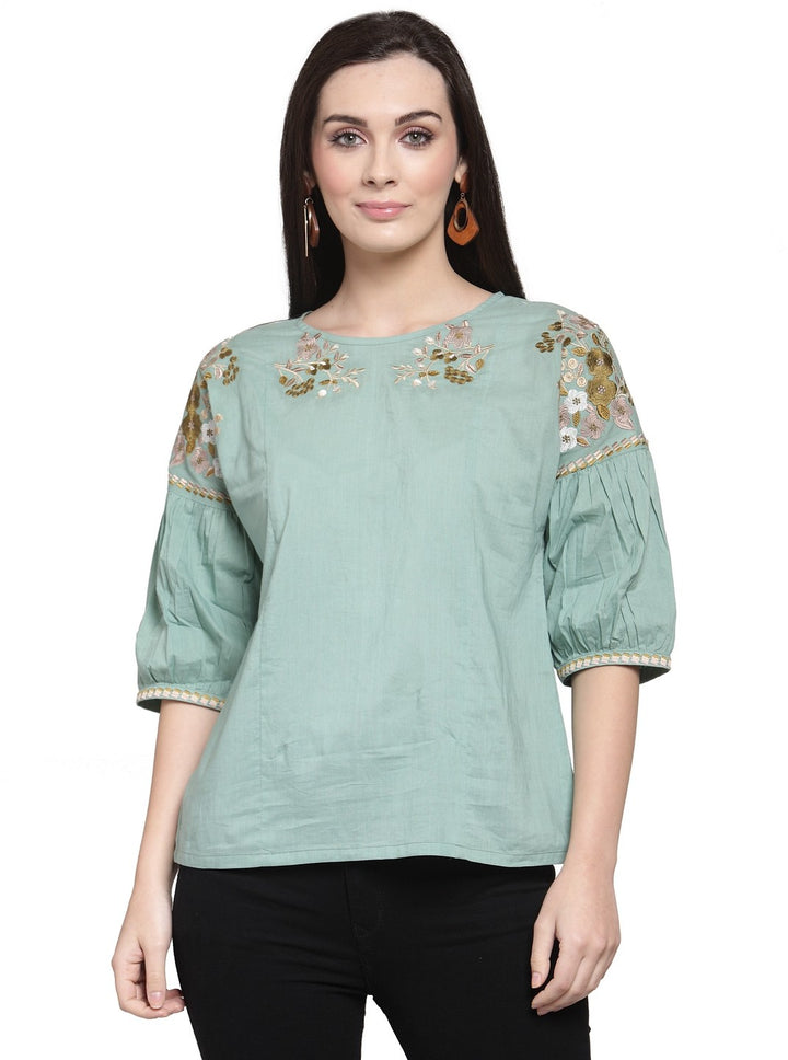 plusS Olive Green A-Line Top