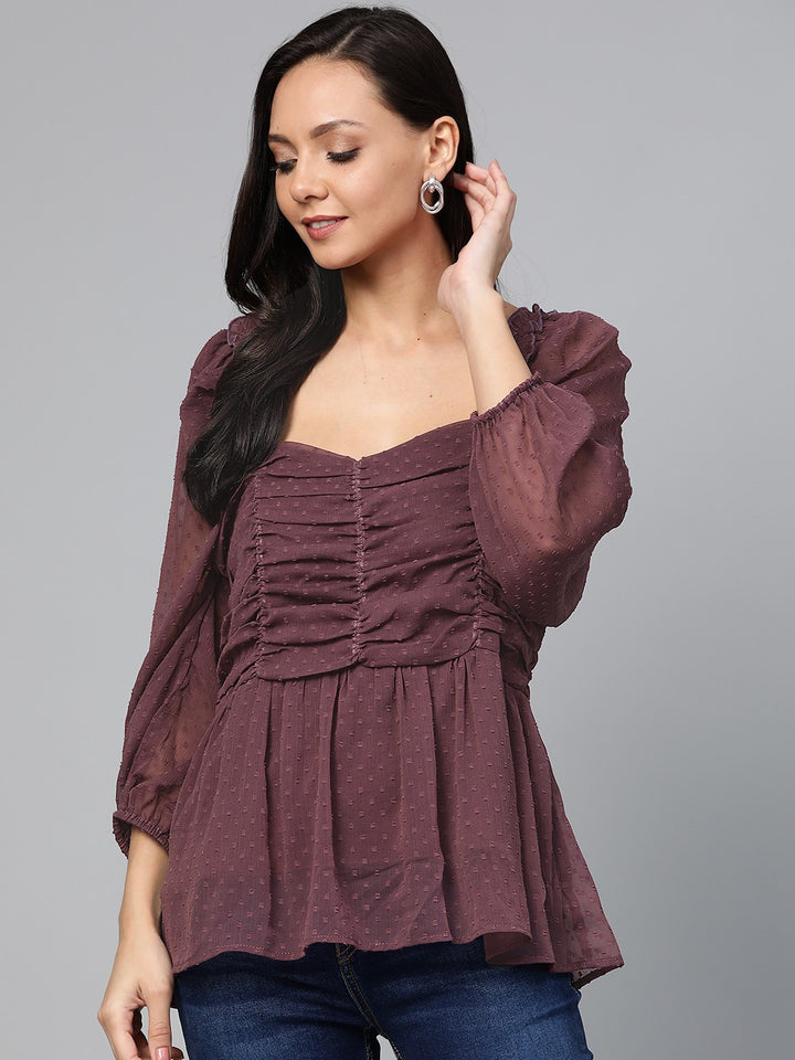 plusS Mauve Dobby Weave A-Line Top