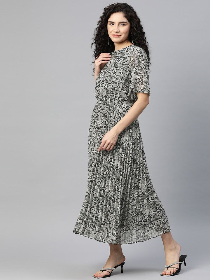 plusS Print A-Line Midi Dress