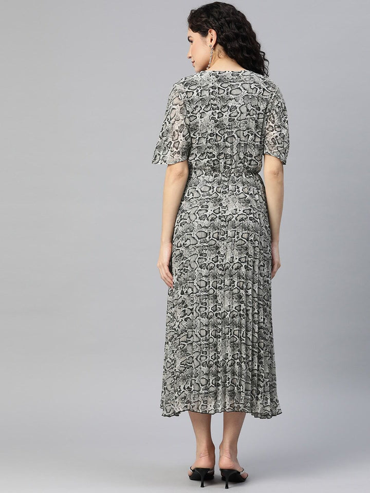 plusS Print A-Line Midi Dress