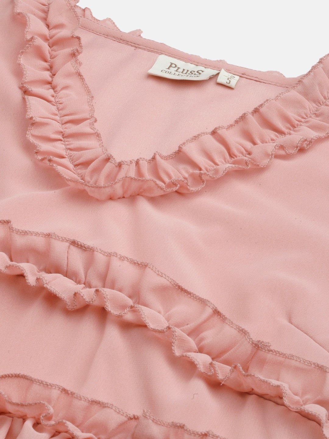 plusS Pink Solid Ruffle Tiered A-Line Dress