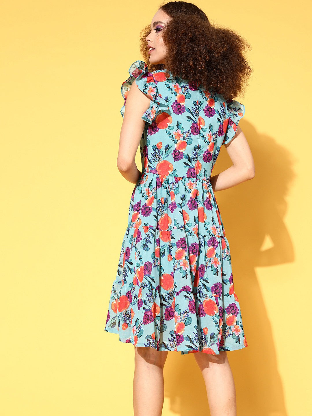 Blue Floral Volume Play Dress