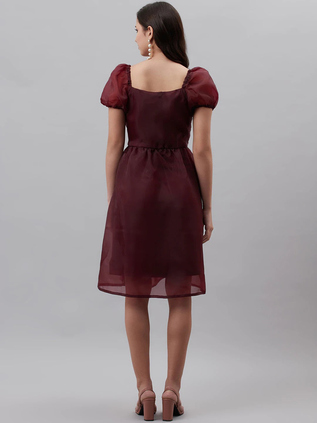 plusS Maroon Solid A-Line Dress