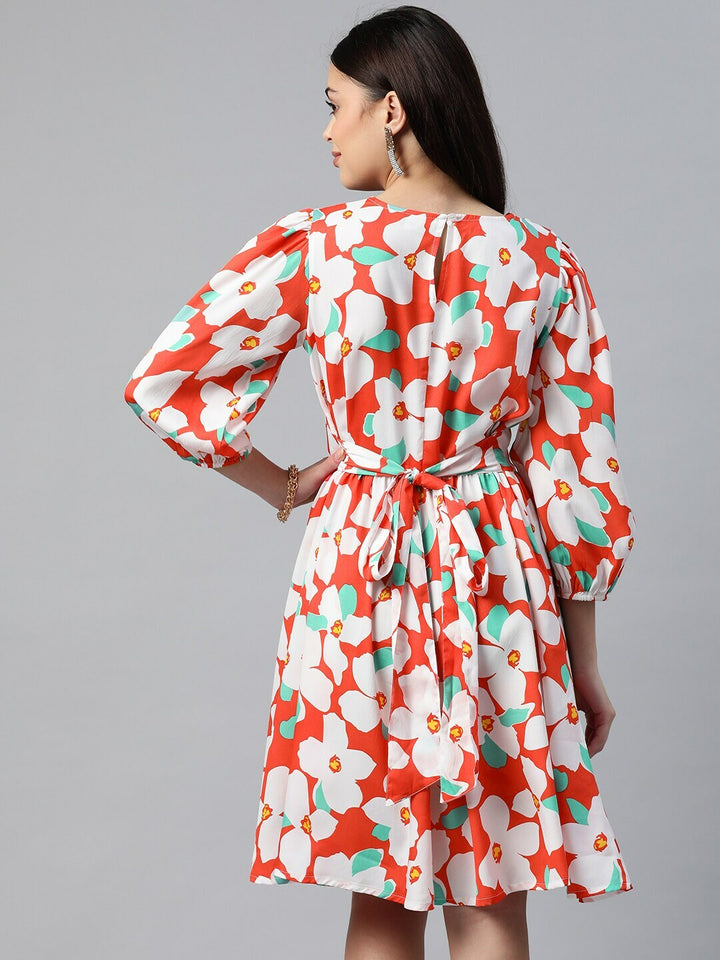 plusS Floral Printed A-Line Dress