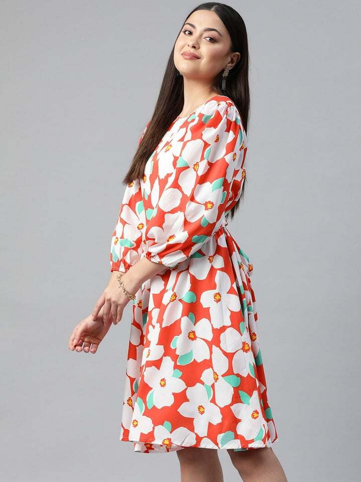 plusS Floral Printed A-Line Dress