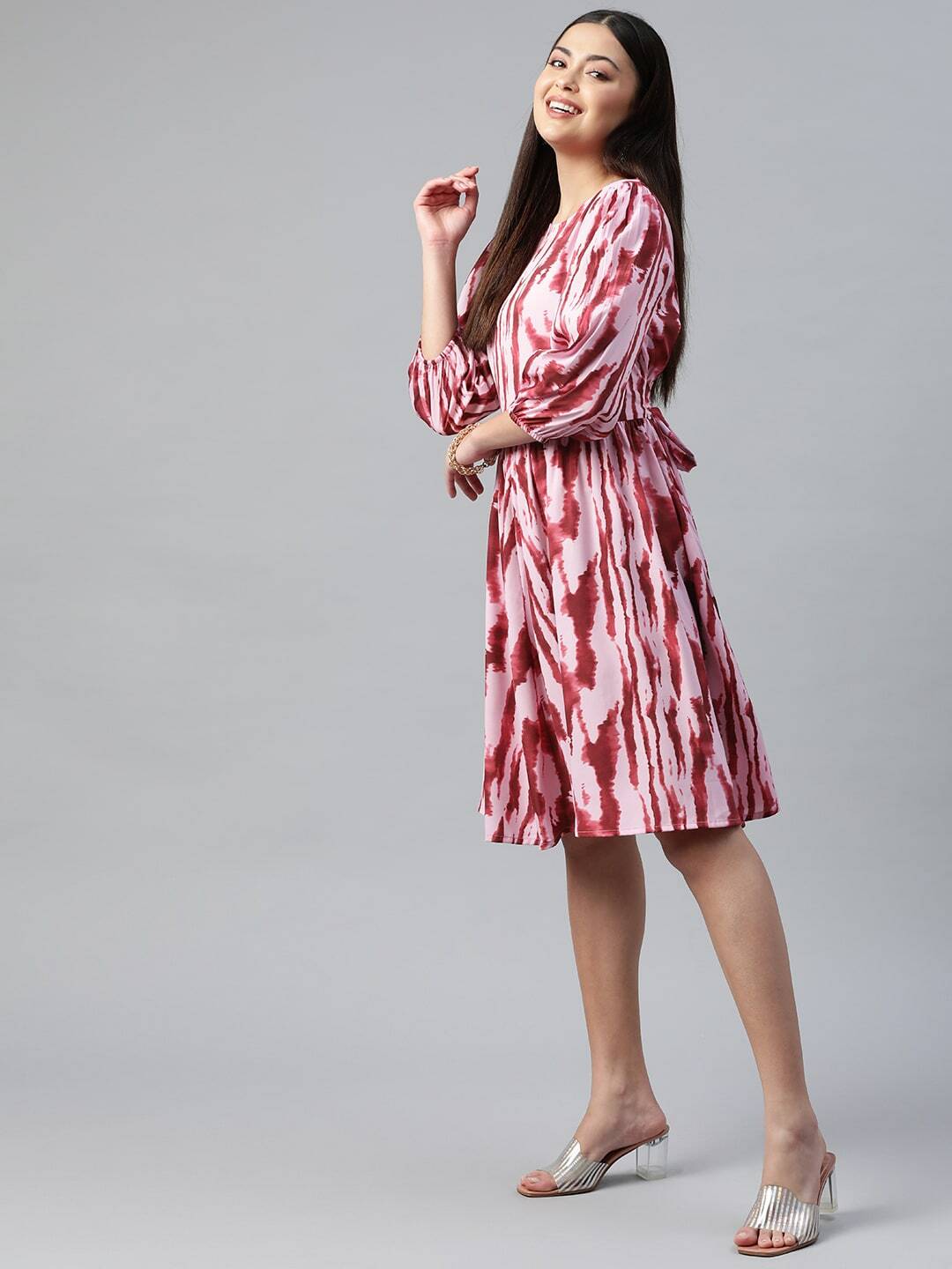 plusS Tie and Dye Belted Detail A-Line Dress