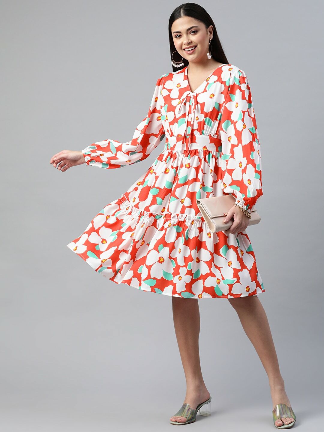 plusS Floral Peinted A-Line Dress