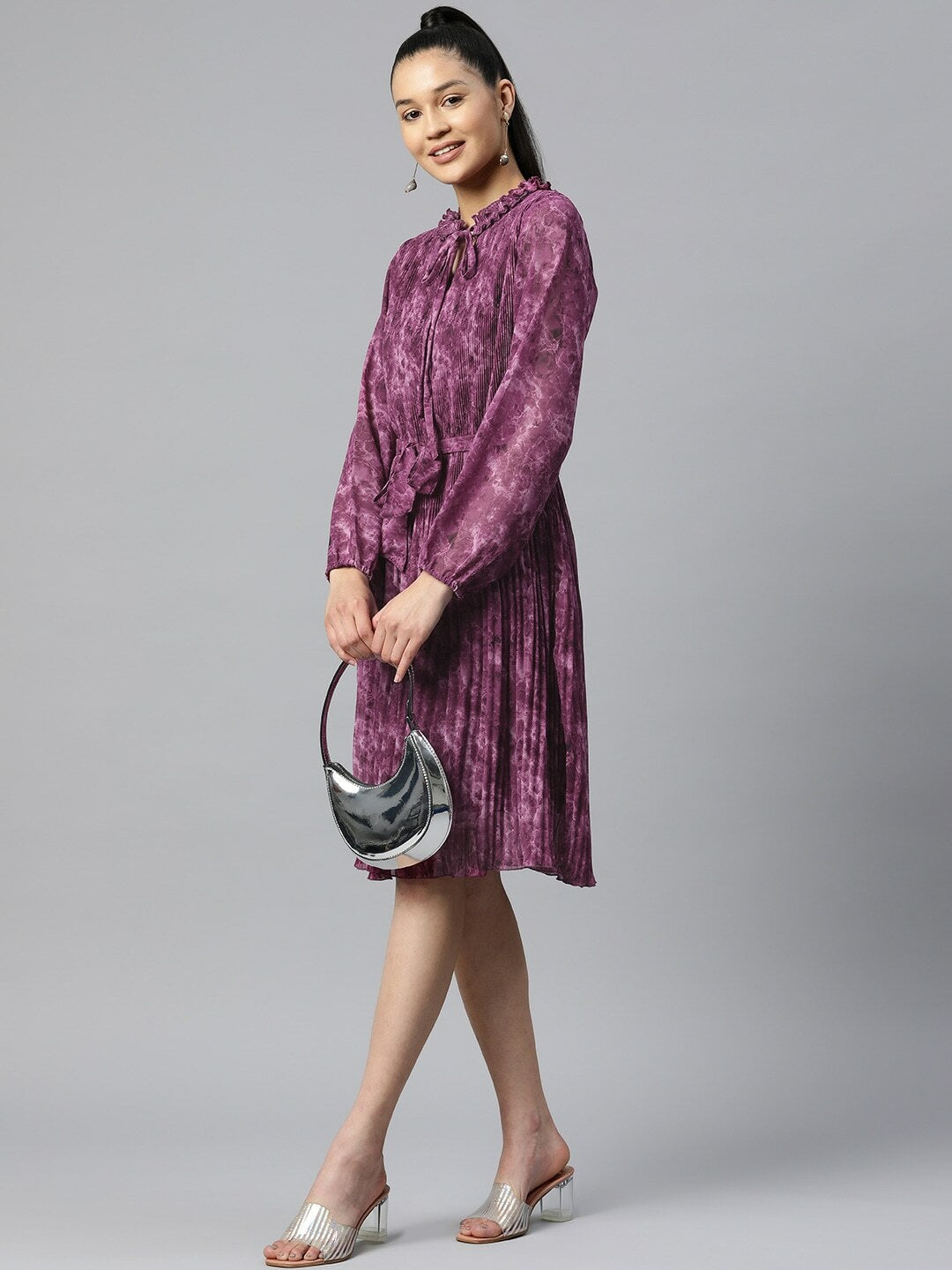 A-line printed knee length dress by UNTUNG | The Secret Label