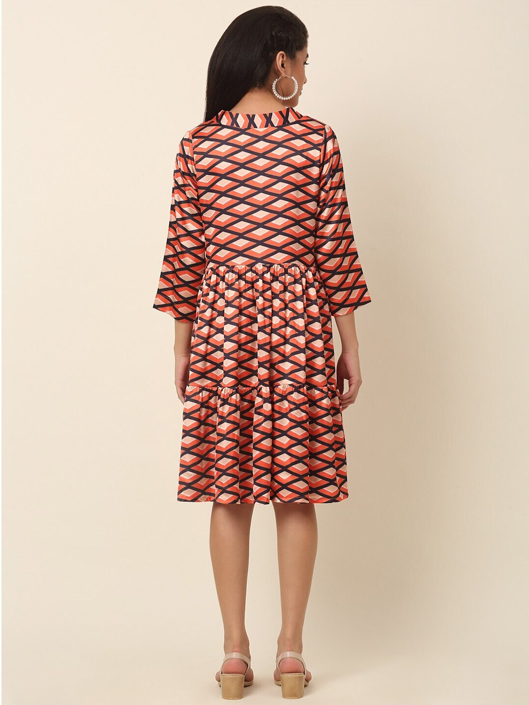 plusS Coral Print A-Line Dress