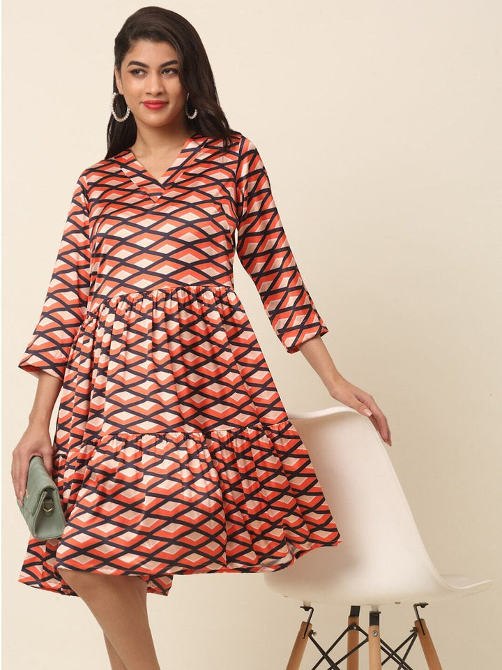 plusS Coral Print A-Line Dress