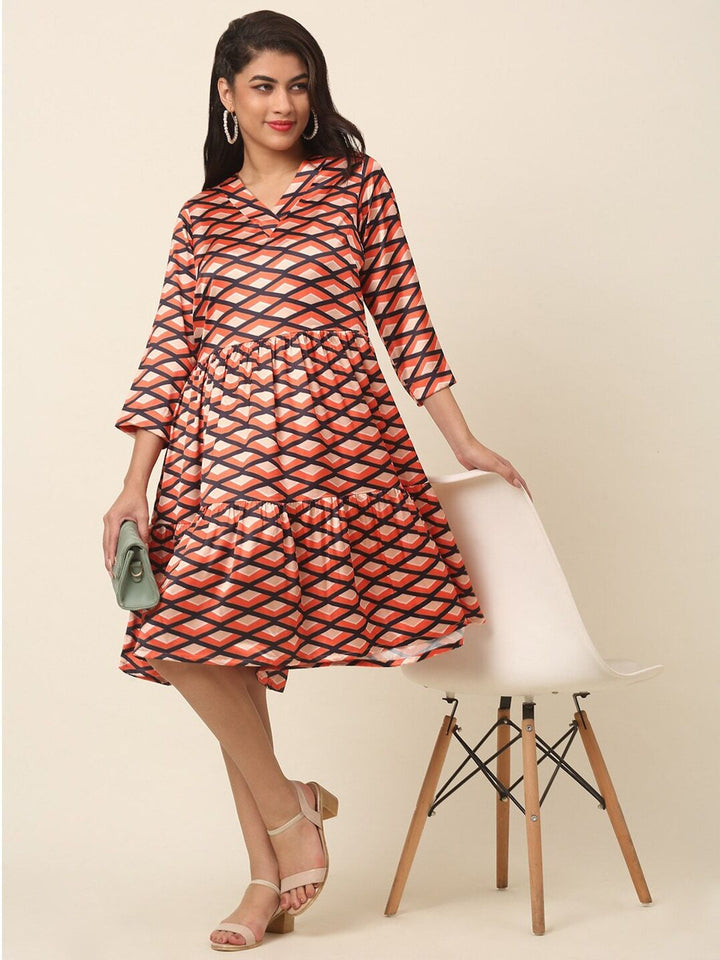 plusS Coral Print A-Line Dress