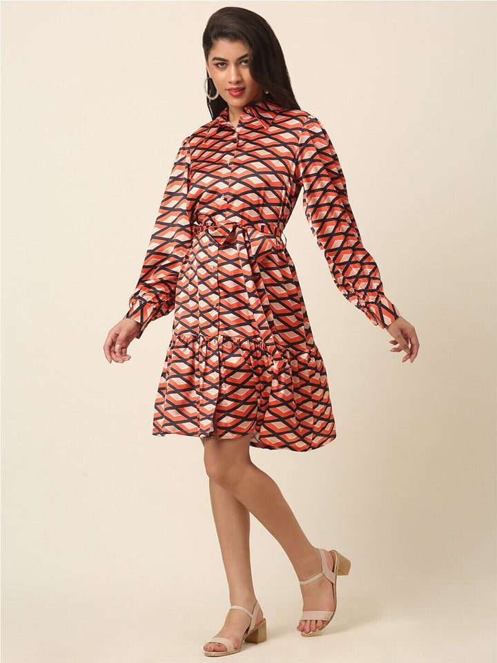 plusS Coral Print Shirt Dress