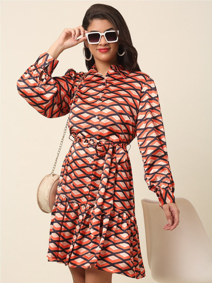 plusS Coral Print Shirt Dress