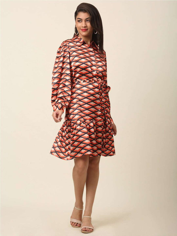 plusS Coral Print Shirt Dress