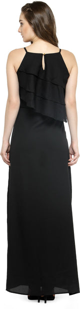 plusS Women Black Solid Maxi Dress