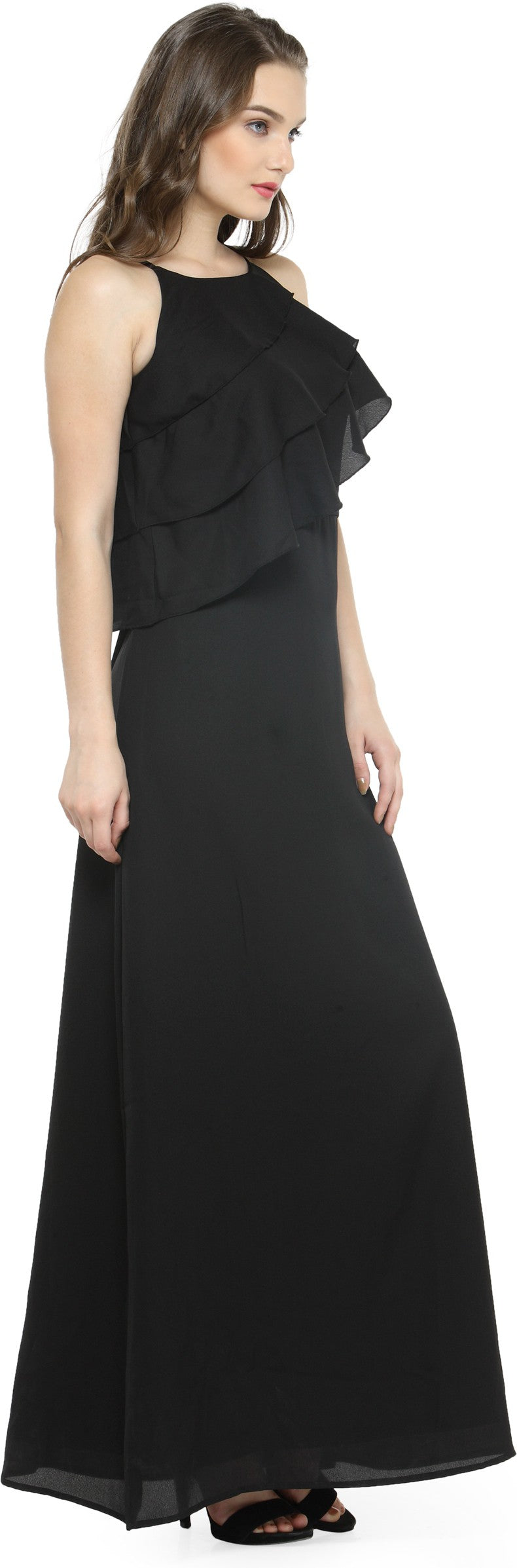 plusS Women Black Solid Maxi Dress
