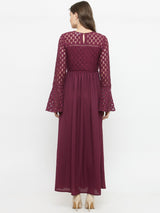 plusS Women Burgundy Self Design Maxi Dress