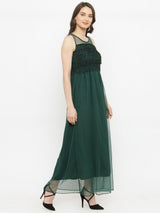 plusS Women Green Solid Maxi Dress