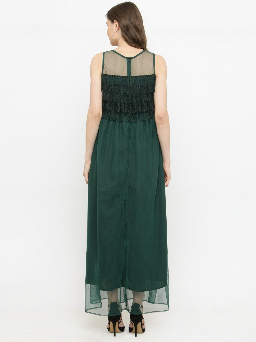 plusS Women Green Solid Maxi Dress
