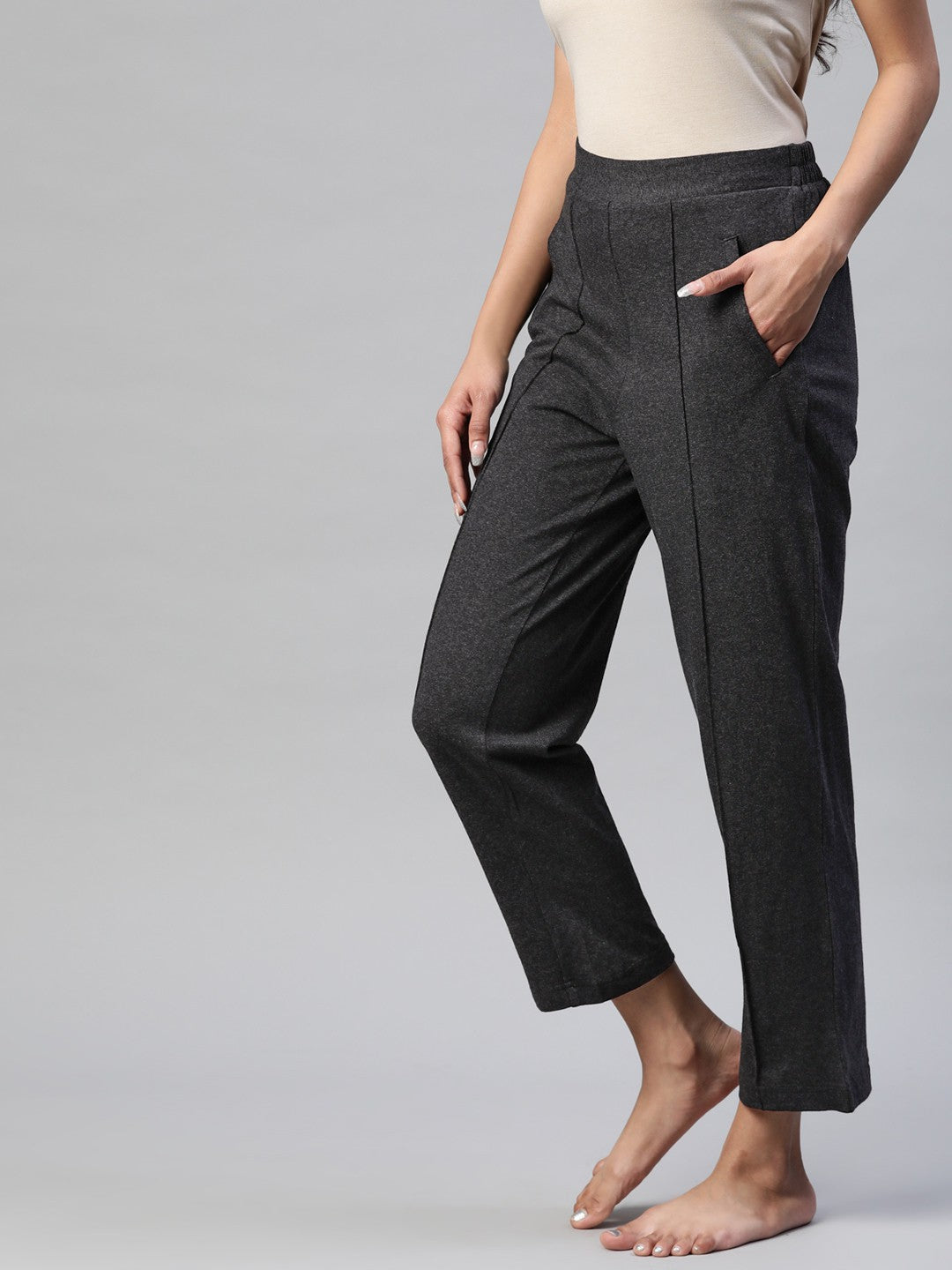 Charcoal Solid Track Pants