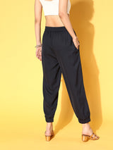Navy Blue Solid Volume Play Track Pants
